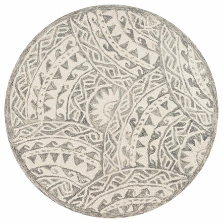 Palacedesigns 4 ft. Round Gray Decorative Waves Area Rug - Gray PA3657665